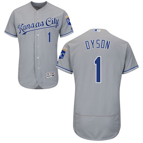 Royals #1 Jarrod Dyson Grey Flexbase Authentic Collection Stitched MLB Jersey - Click Image to Close